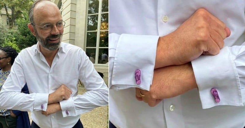 Édouard Philippe portait des boutons de manchette roses en forme de tongs pour son dernier jour à Matignon