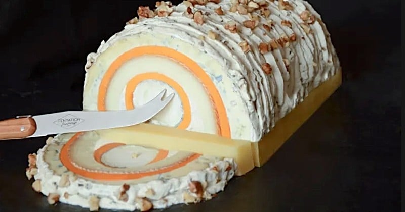 Vous aimez Noël et le fromage ? Alors cette bûche va sans doute vous faire rêver