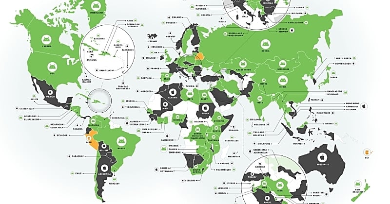 Photo of Estos mapas muestran país por país qué Android o Apple dominan el mundo