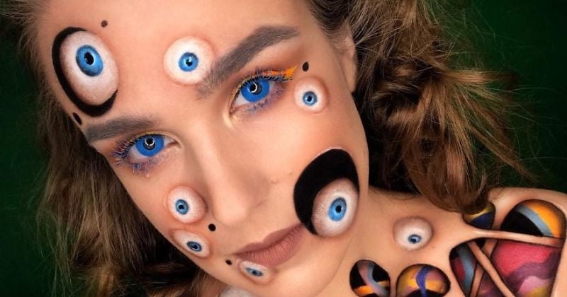 Cette artiste utilise son visage comme une toile et réalise d'incroyables illusions d'optique avec du maquillage