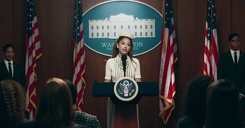Ariana Grande en présidente des États-Unis dans le clip de « Positions », premier titre de son prochain album