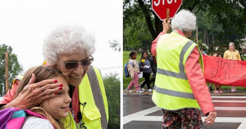 À 87 ans, cette assistante de la circulation prend sa retraite après 55 ans de service et reçoit le plus beau des cadeaux