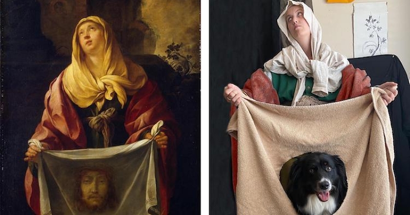 Elle recrée à la perfection des tableaux célèbres avec l'aide de son chien