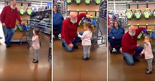 Dans un centre commercial, une petite fille confond un monsieur âgé vêtu de rouge avec le Père Noël... le reste est tout simplement magique !