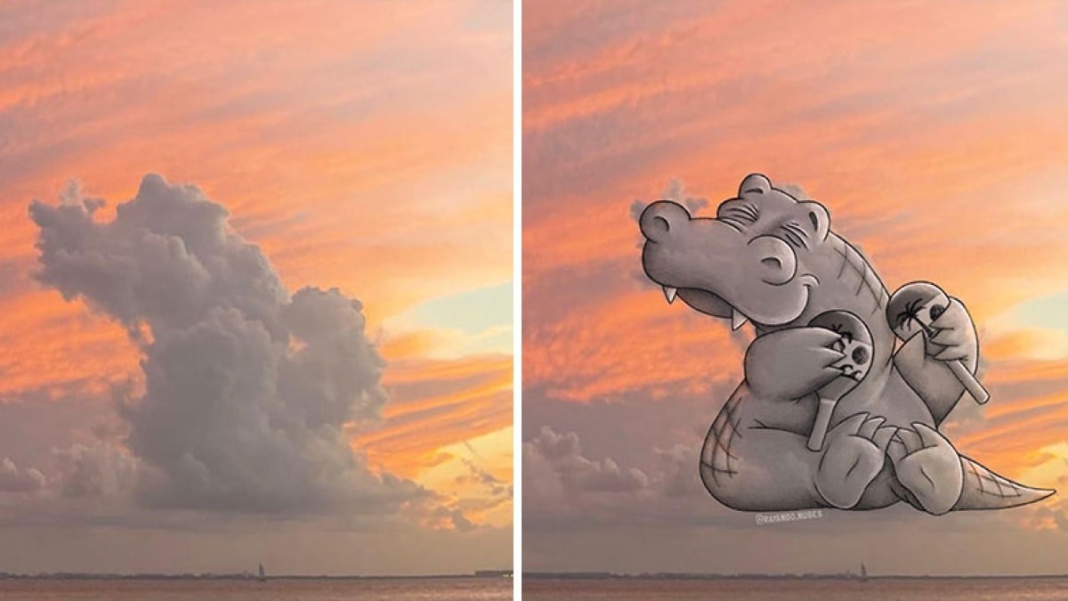 Cet artiste donne vie aux nuages dans des illustrations adorables et poétiques