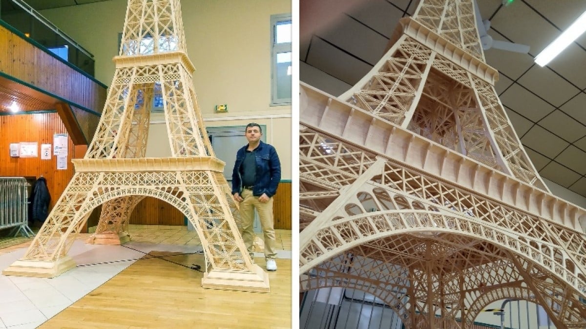 Voici la plus haute tour Eiffel en allumettes au monde, construite par un Français et finalement homologuée par le Guinness Book