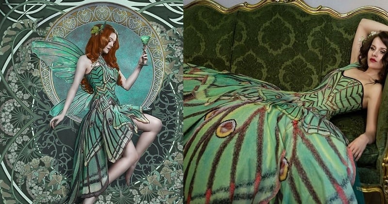Elle transforme les femmes en personnages de contes de féés grâce à ses somptueuses robes papillons