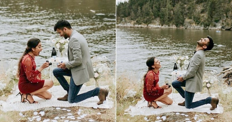 Ce couple s'est demandé en mariage par surprise en même temps pendant un shooting photo