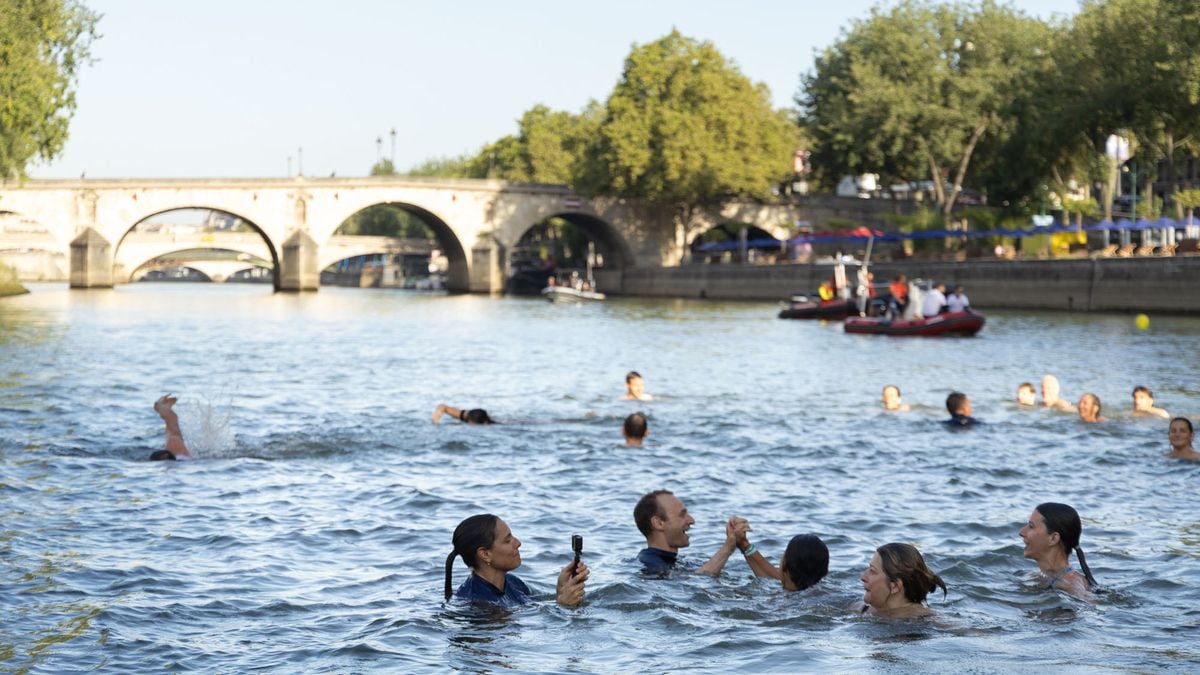 Des Parisiens se baignent dans la Seine