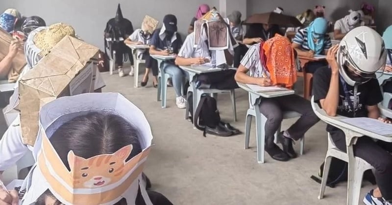 Cette professeure a demandé à ses étudiants d'utiliser des chapeaux antitriche pour leur examen