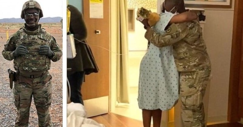 Ce militaire surprend sa femme enceinte à l'hôpital et arrive juste à temps pour la naissance de son enfant