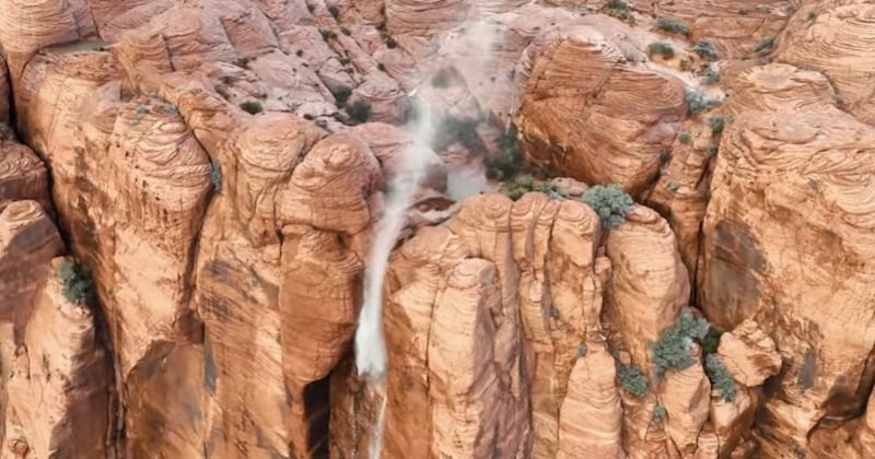 Cette vidéo d'une cascade inversée impressionne les internautes 