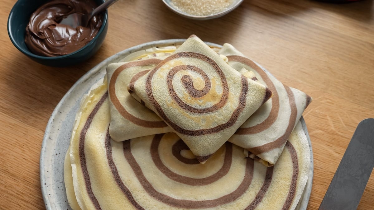 Voici une recette renversante pour la Chandeleur : des crêpes tourbillon à la pâte à tartiner !