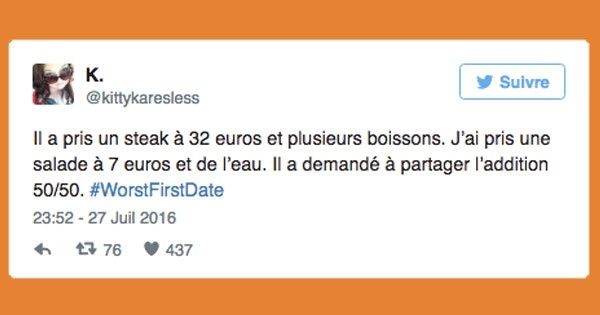 20 tweets hilarants qui racontent des premiers rendez-vous amoureux complètement foireux ! #WorstFirstDate