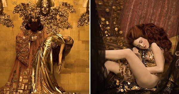 Les plus belles œuvres de l'artiste autrichien Gustav Klimt recréées en photos : c'est l'idée sublime de la photographe Inge Prader