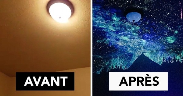 Elle transforme totalement la chambre d'un enfant qui n'arrive pas à dormir avec de la peinture magique qui se révèle dans le noir. Magique !