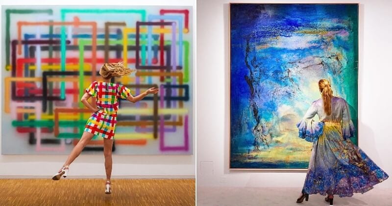 Elle est passée maître dans l'art de faire matcher ses tenues avec des tableaux repérés dans les musées 