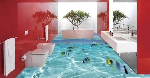 Ces salles de bains sont à couper le souffle... Elles ont des sols en 3D ! Oui, c'est possible...