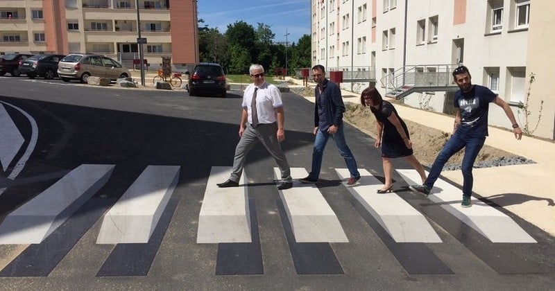 Depuis quelques jours, Limoges teste un passage piéton en 3D trompe-l'oeil pour maximiser la sécurité 