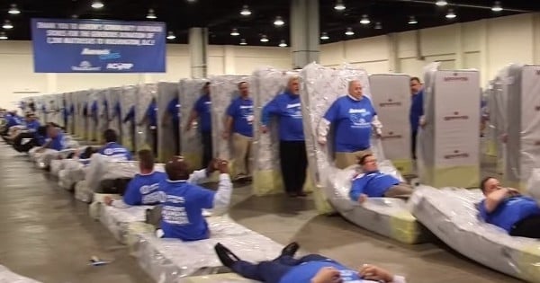 Le record du monde de dominos humains battu avec 1 200 participants ! La vidéo est complètement folle !