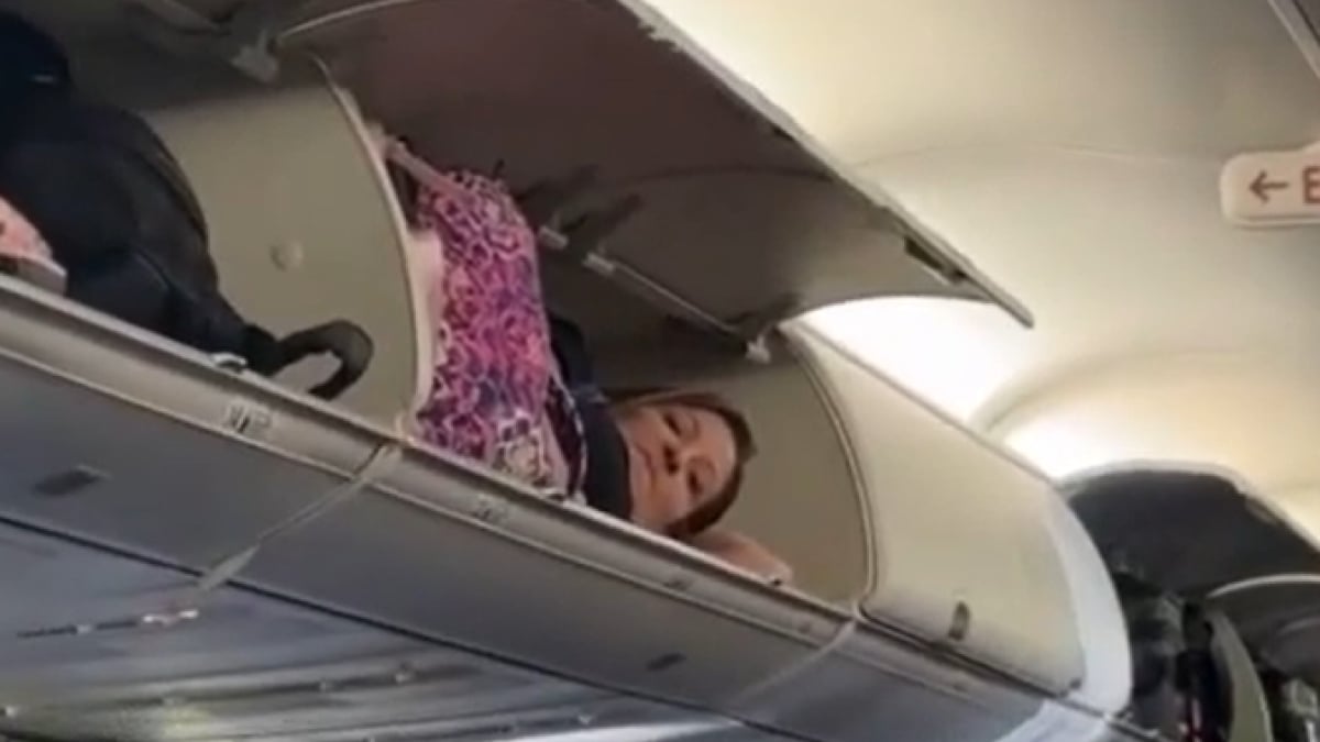 VIDÉO. La passagère d'un avion filmée allongée... dans le compartiment à bagages de l'appareil