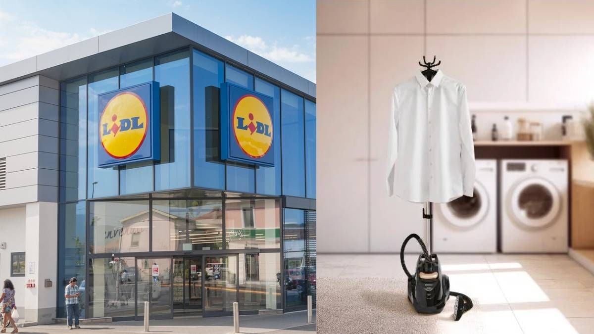 Façade enseigne Lidl et défroisseur vapeur
