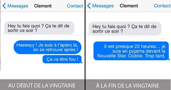 10 SMS que vous envoyez au début de votre vingtaine VS à la fin de votre vingtaine ! Tellement vrai le 2, c'est plus difficile qu'avant...