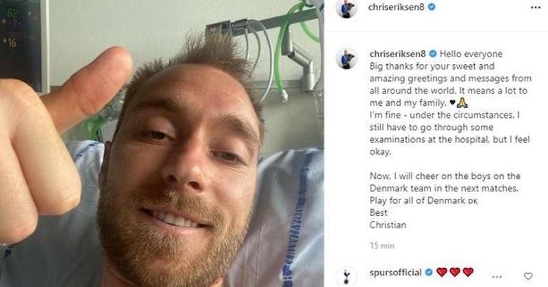 Sur Instagram, Christian Eriksen rassure ses fans et annonce qu'il se sent bien avec le sourire