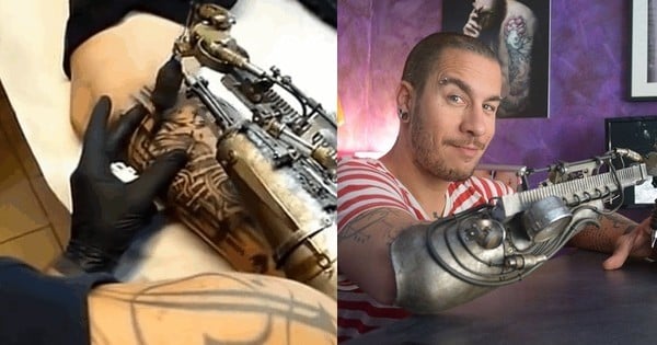 Un tatoueur qui a perdu son bras continue de faire son métier et devient le  premier tatoueur avec un bras biomécanique !