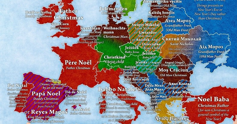 Grâce à cette carte, apprenez à dire « Père Noël » dans la langue de chaque pays européen 