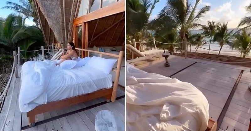 À Tulum, cet hôtel d'exception propose un lit sur rails pour dormir à la belle étoile face à la mer