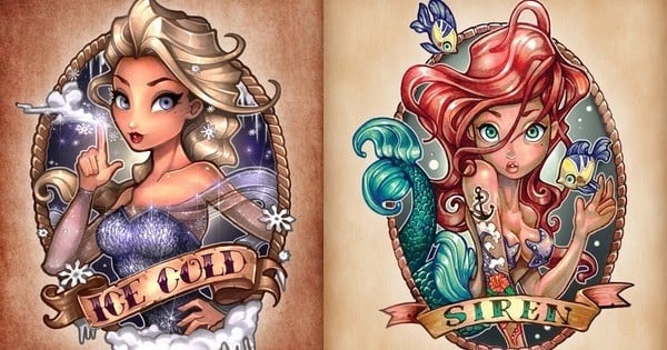 11 princesses Disney revisitées version « tatouages badass » par un dessinateur américain : elles sont trop cool !