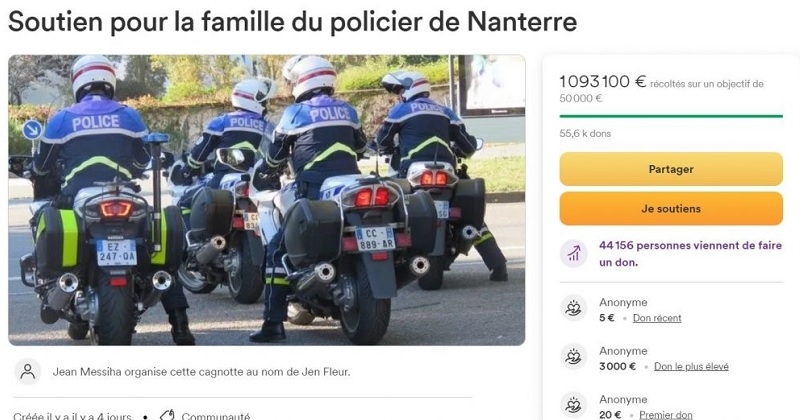 La « cagnotte de la honte » pour le policier qui a tiré sur Nahel a été clôturée et a récolté plus de 1,6 million d'euros
