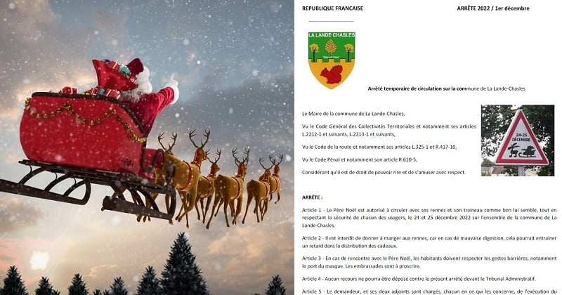 « Le Père Noël est autorisé à circuler avec ses rennes et son traîneau comme bon lui semble », le drôle d'arrêté d'un maire du Maine-et-Loire