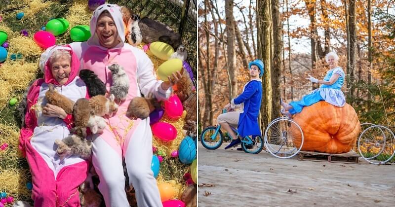 Il prend la pose en costume avec sa grand-mère de 95 ans et réalise des photos géniales