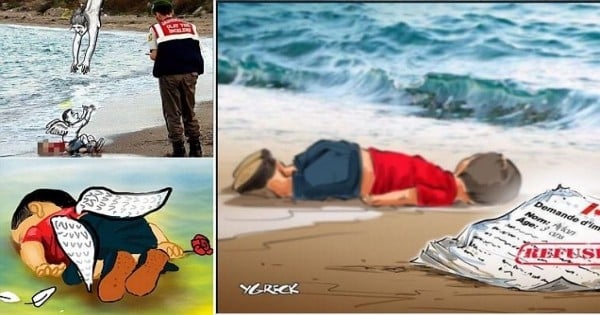 23 dessins bouleversants venus du monde entier rendent un dernier hommage à Aylan, le petit garçon syrien mort noyé