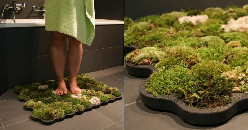 Ce tapis de bain organique récupère les gouttes à votre sortie de douche pour faire pousser une mousse hyper confortable