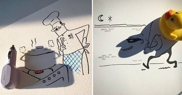 Cet artiste utilise les ombres d'objets lambda pour créer des illustrations amusantes