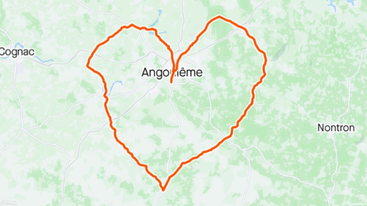 Saint-Valentin : il parcourt 160 km à vélo avec son GPS pour dessiner un coeur sur la carte à sa bien-aimée