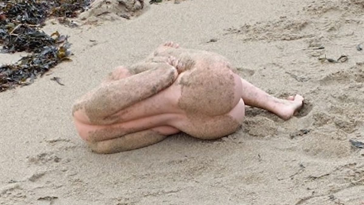 Elle croit voir un cadavre sur la plage, mais s'aperçoit qu'il s'agit de quelque chose d'autre...