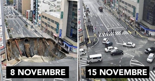 Cette vidéo time-lapse montre l'efficacité incroyable des Japonais pour reboucher un énorme trou en pleine ville... quand d'autres villes auraient mis des années à réparer