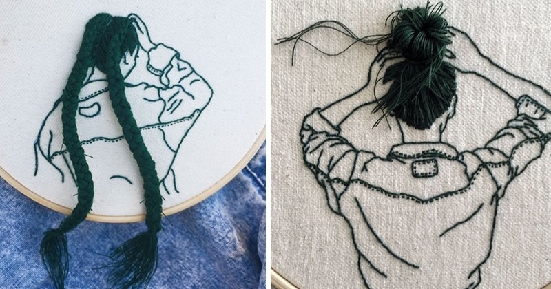 Cette jeune femme fait une véritable ode aux cheveux à travers ces magnifiques broderies en point de croix !