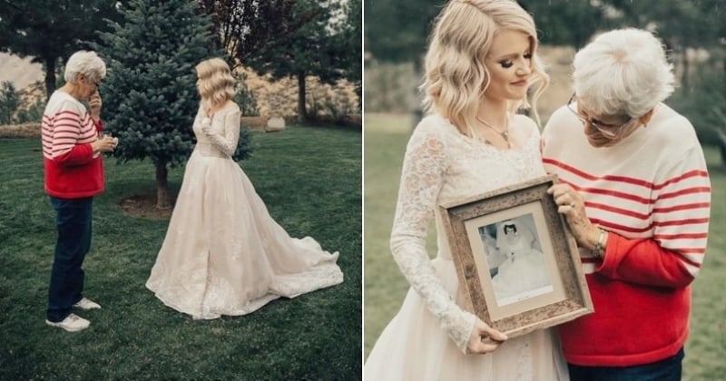 Elle rend hommage à sa grand-mère en reportant sa robe de mariée 60 ans plus tard