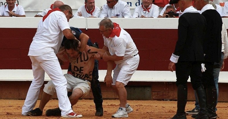 Lors de la feria de Dax, des militants anti-corrida ont interrompu une corrida en sautant dans l'arène