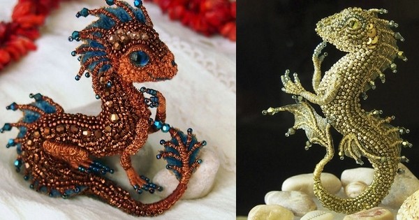 Avec des perles et du fil de soie, cette artiste russe crée de splendides broches en forme de dragons... D'une finesse et d'une beauté inégalable !