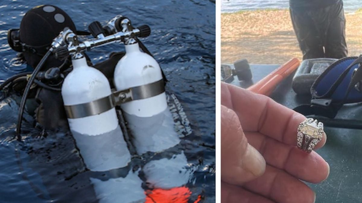 Un plongeur / Alliance retrouvée dans le lac