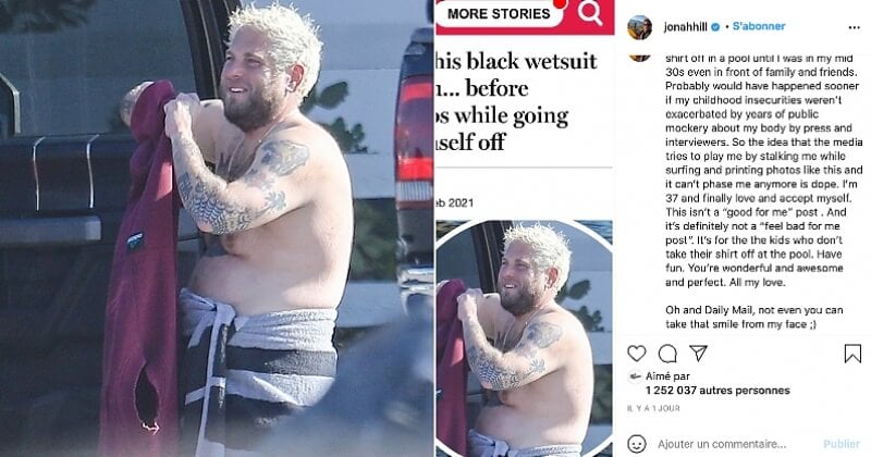 Sur Instagram, Jonah Hill donne une leçon de confiance en soi au Daily Mail qui publie des photos de lui torse nu