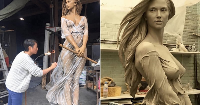 Ces femmes sculptées sont tellement détaillées qu'elles paraissent presque réelles