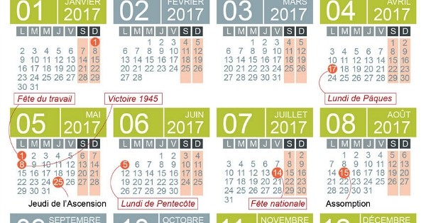 HOURRA ! 2017 commence en beauté : on aura droit à 6 week-ends de trois jours cette année !