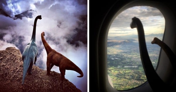 Vous aimez les photos de voyage ? Vous allez encore plus les adorer... avec des dinosaures !